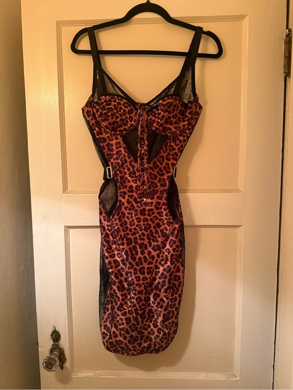 Honey Birdette Marilyn Leopard Lace Corset Dress Sz 38 DD/E NEW